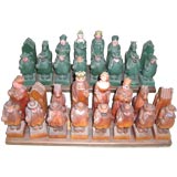 Vintage A one-of-a-kind "folk Art" chess set dated 1942