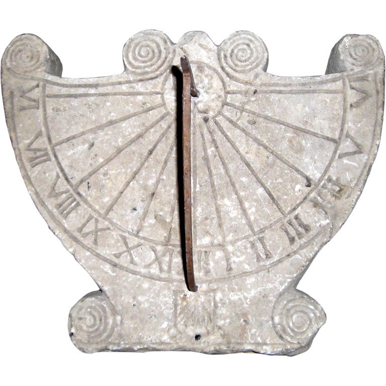 Antique carved stone sundial dated 1623