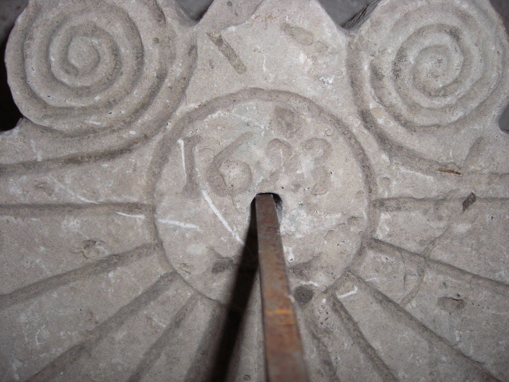 French Antique carved stone sundial dated 1623