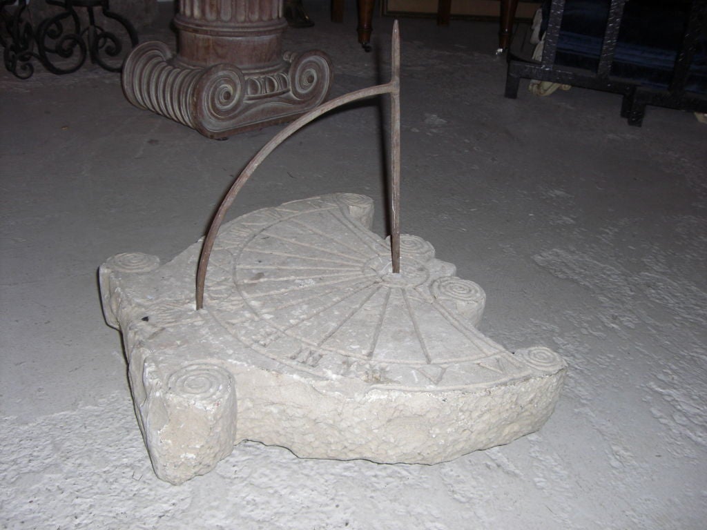 18th Century and Earlier Antique carved stone sundial dated 1623