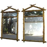 Pair of  gilded rustic "twig" like mirrors
