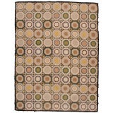 Large Antique Hooked Area Rug:  Mosaic Geometric