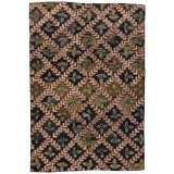 Antique Hooked Rug Chevrons and Leaves