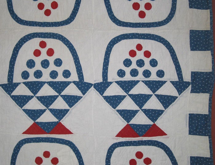 American Antique Quilt:  Baskets of Cherries and Blueberries