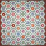 Antique Pieced Quilt:  Grandmother
s Flower Garden