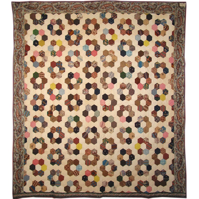 Antique Quilt, Mosaic/Honeycomb For Sale