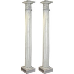 Pair of Grey Painted Tromp L'oeil Columns
