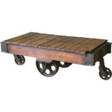 Antique Industrial Wood & Iron Cart