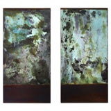 Used Oxidation Paintings on Panel "Verbena Diptych" by Willie Little