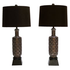 A Pair of Painted Glass Table Lamps