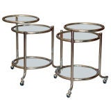 Pair of Chrome and Glass Cocktail Tables