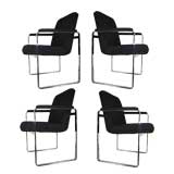 Set (4) Milo Baughman Style Arm Chairs