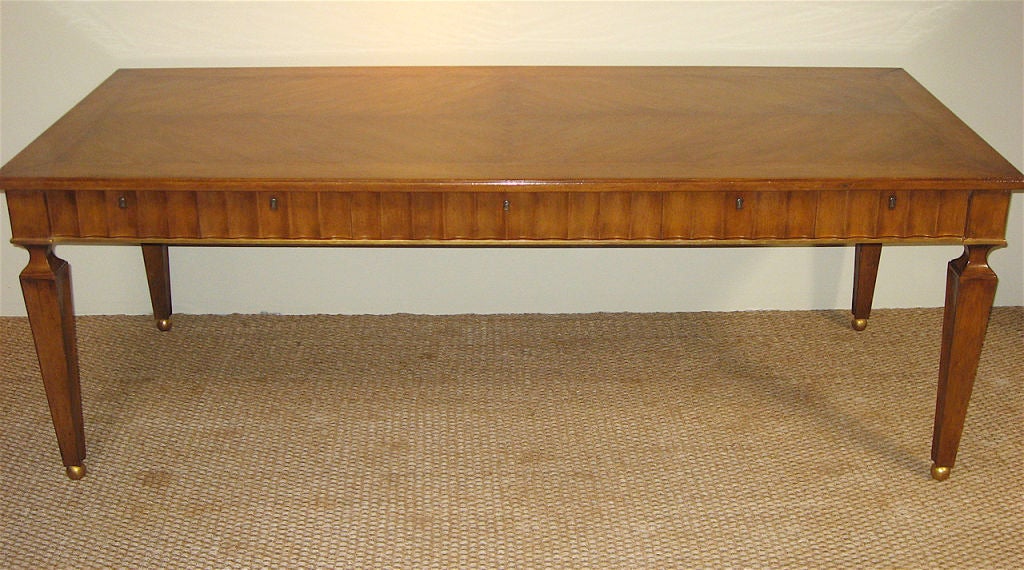 A Large Neoclassic Style Five-Drawer Bureau Plat