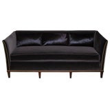 A Neoclassical Style Velvet & Leather Sofa