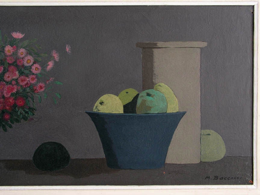 Wood Panel Modernist Still Life Painting by Marcello Boccacci (1914-1996)