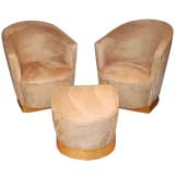 Pair of Art Deco armchairs and ottoman by Louis Sognot