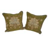 Antique Pair of Linen Appliqued Pillows