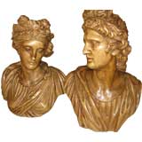 Pair of Italian Carved Wooden Busts Pair of Italian Carved Wooden Busts