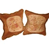 Antique Pair of 19th C. Custom  Aubusson Pillows