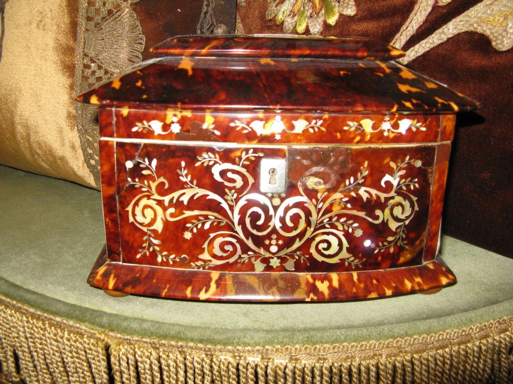 19th C. Tortoiseshell Tea Caddy