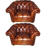 Pair of Leather Chesterfield Chairs C. 1930
