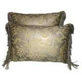 Vintage Pair of Metallic 
Sea Foam "Carnavalet" Fortuny Pillows