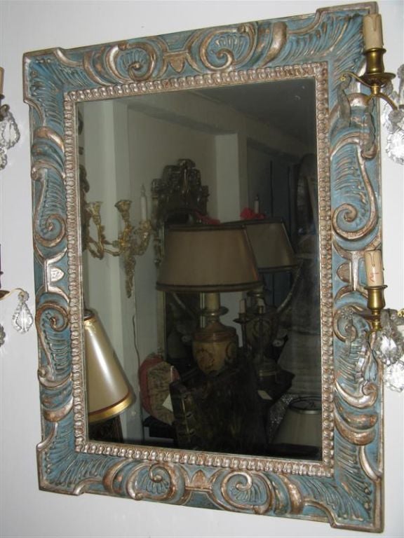 Italian Painted Carved Mirror C. 1930