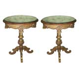 Pair of Gold Leaf Carved Tables with Mirrored Tops C. 1930