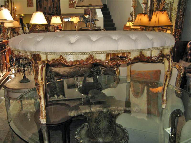 Grand Italian Painted & Parcel Gilt Ottoman C. 1930