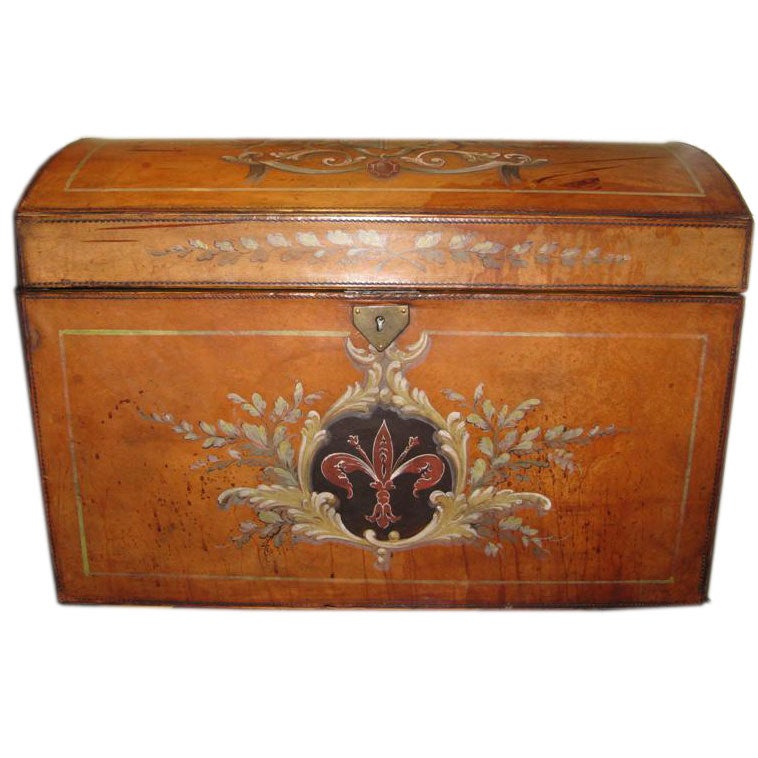 Italian Painted Leather Chest/Box C. 1940