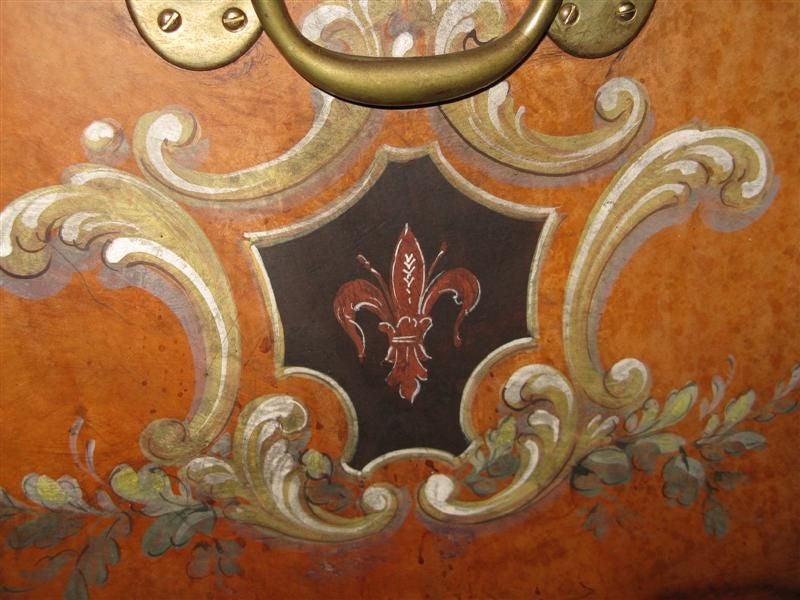 Mid-20th Century Italian Painted Leather Chest/Box C. 1940
