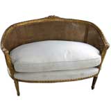 Antique 19th C. French Cane Giltwood Settee