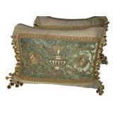 Metallic & Silk Embroidered Pillow C. 1800's