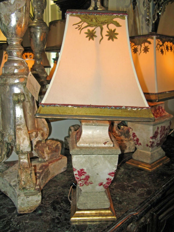 Chinoiserie Stoneware Lamps with Custom Shades 3