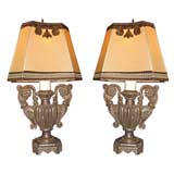 Pair of Italian Urn Lamps with Custom Shades