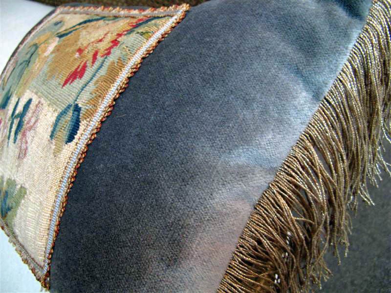 Mohair Pair of 18th C. Aubusson Pillows