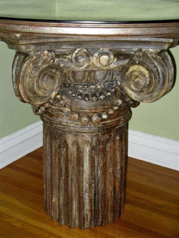Carved Capital & Column Table with Mirrored Top