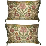 Pair of  Antique Textile Pillows with Tassel Fringe