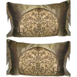 19th C. Metallic Embroidered Textile Pillows