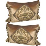 Pair of  Metallic Embroidered Pillows C. 1880's