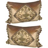 Pair of  Metallic Embroidered Pillows C. 1880
s