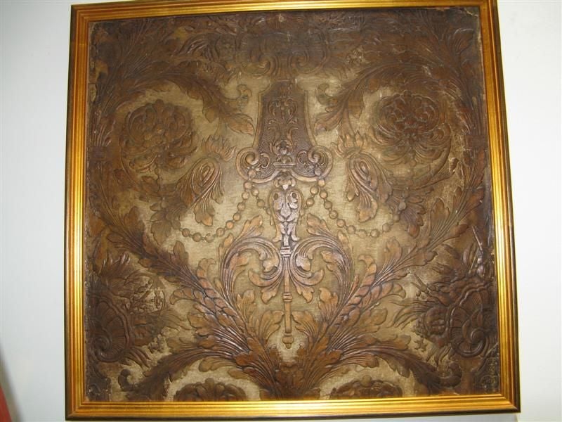Set of Six 19th C. Embossed  Framed Panels C. 1900
