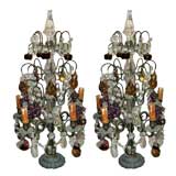 Antique Pair of French Crystal & Bronze Girandles C. 1900's