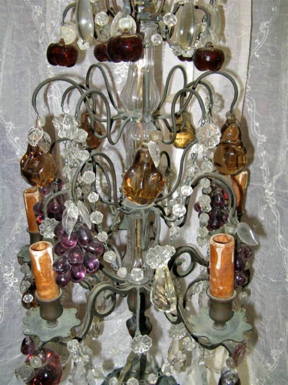 Bronze & crystal girandles hung with lucious apples, pears, and grapes.  Would be beautiful on any holiday table or buffet.
