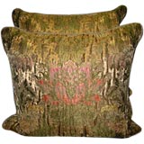 Pair of 19th  century Italian Metallic Damask Pillows