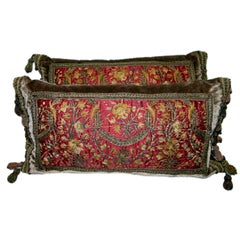 18th C Metallic and Silk Embroidered Pillows