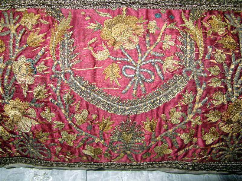 English 18th C Metallic and Silk Embroidered Pillows