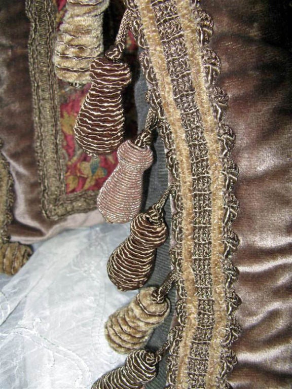 18th C Metallic and Silk Embroidered Pillows 1