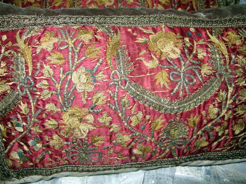 18th C Metallic and Silk Embroidered Pillows 2