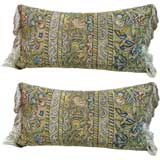 Pair of 18th C. Embroidered Metallic & Pettipoint Pillows